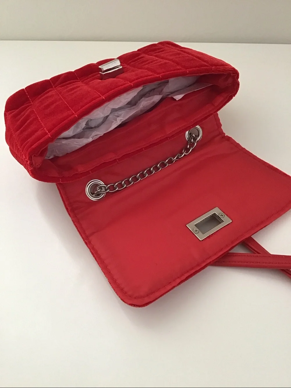 Girls Cat & Jack red velvet quilted crossbody bag